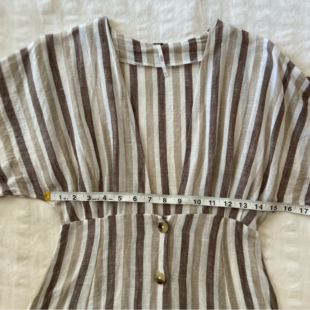 Free People Monday Light Grey Striped Midi Dress - Picture 13 of 16